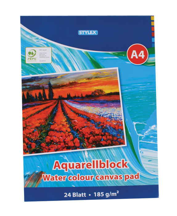 Aquarellblock/Aquarellpapier, DIN A4, 24 Blatt, 185g/m²