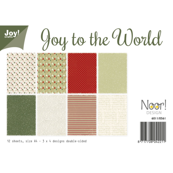 Motivkarton doppelseitig, Joy to the World, 12 Blatt, 4 Designs, 200g/m²