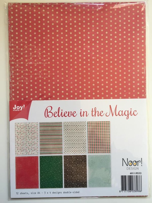 Motivkarton doppelseitig, Believe in the Magic, 12 Blatt, 4 Designs, 200g/m²