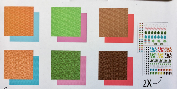 Motivblätter Faltblätter/ Origamipapier "Dinosaurier" inkl. 2 Stickerbogen, 20x20cm, 32 Blatt