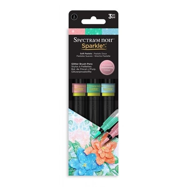Spectrum Noir Sparkle Glitter Brush Pen, 3er Set - Soft Pastels