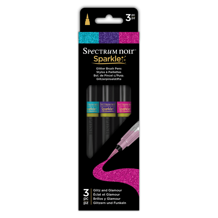 NEW 3 Spectrum Noir Sparkle Glitter Brush Pen Set Shades of Spring 