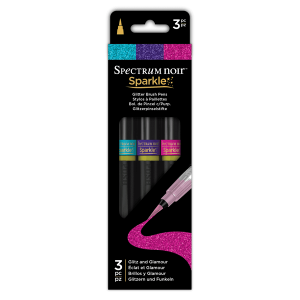 Spectrum Noir Sparkle Glitter Brush Pen, 3er Set - Glitter & Glamour
