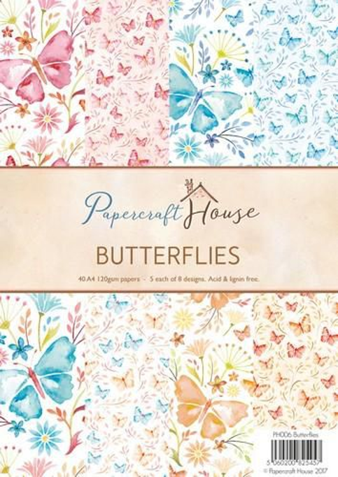 Designpapierblock A4, Schmetterlinge, 40 Blatt