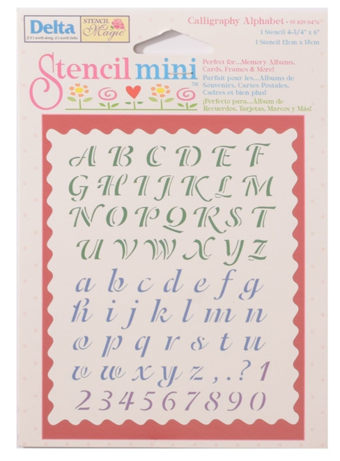Schablone/ Stencil, 12,0 x 15,0 cm, Alphabet, Groß- und Kleinbuchstaben und Zahlen