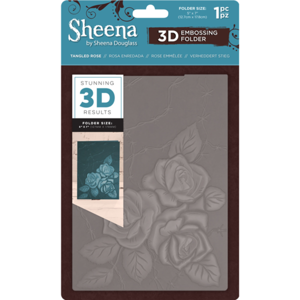 3D Embossing Folder/ Prägeschablone Tangled Rose, 5"x7" (12,7cmx17,8cm)