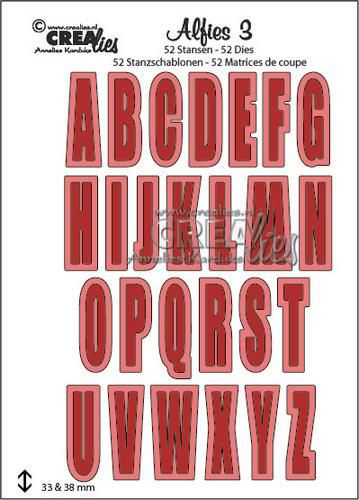 Crealies Alfies No. 3, Stanzschablonen Alphabet Buchstaben und Rahmen