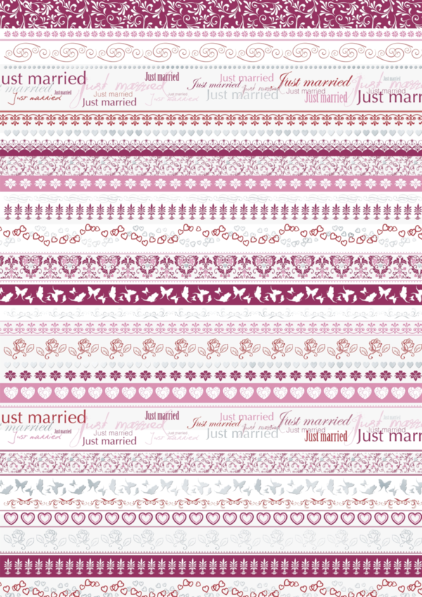 Motivkarton Just Married Streifen, rosa/lila, 200g/m²