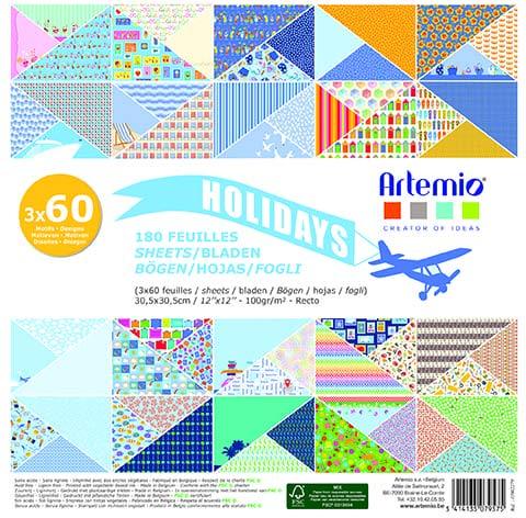 Motivpapier "Holidays" Paper Set, 30,5x30,5cm, 180 Blatt