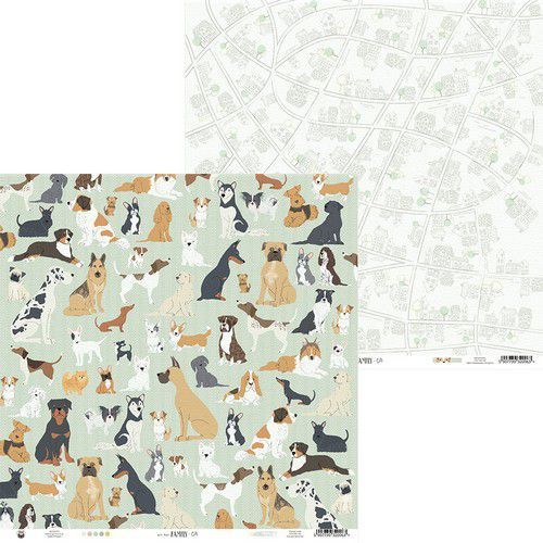 Doppelseitiger Motivkarton "We are Family" Dogs, 30,5 x 30,5cm