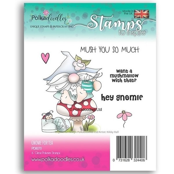 Polkadoodles Claer Stamps Gnome For Tea