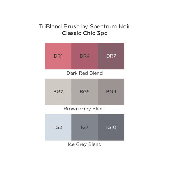 Spectrum Noir TRI Blend Marker - 3er Set Brush Blends, Classic Chic