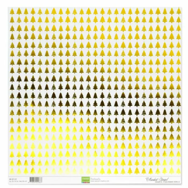 Motivkarton Tannenbäume gold foliert, 30,5 x 30,5, 200g/m²