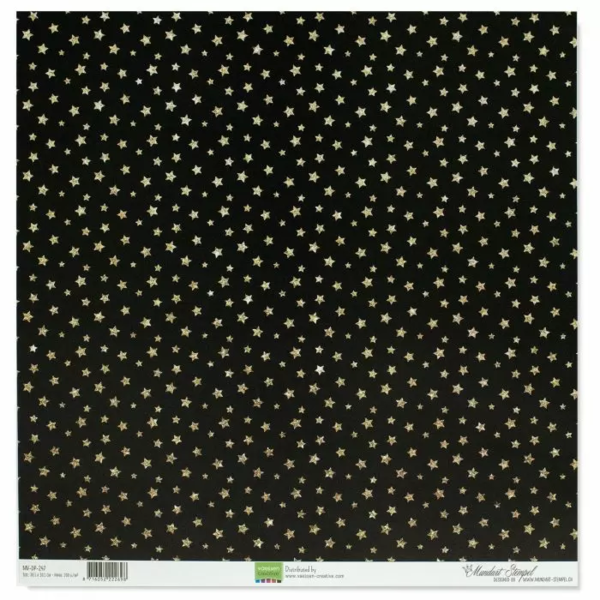 Motivkarton Sterne schwarz/gold, 30,5 x 30,5, 200g/m²