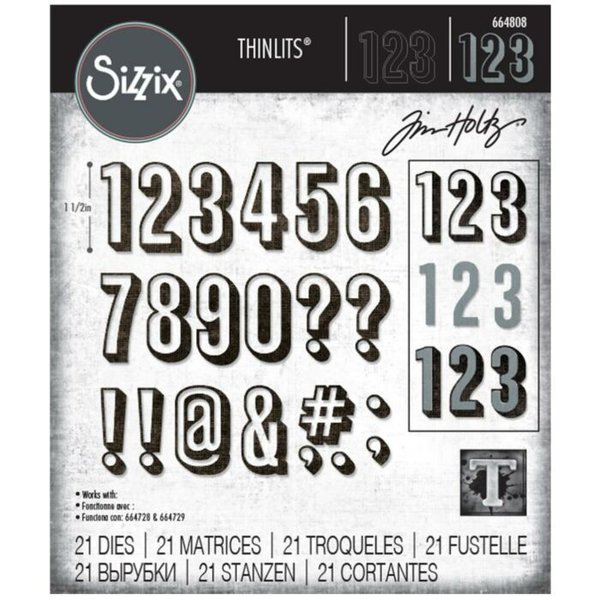 Sizzix Thinlits Die Set - Stanzschablonen 26PK Alphanumeric Shadow Numbers