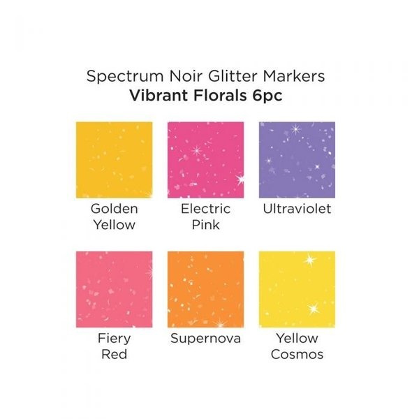 Spectrum Noir Glitter Marker, 6er Set - Vibrant Florals