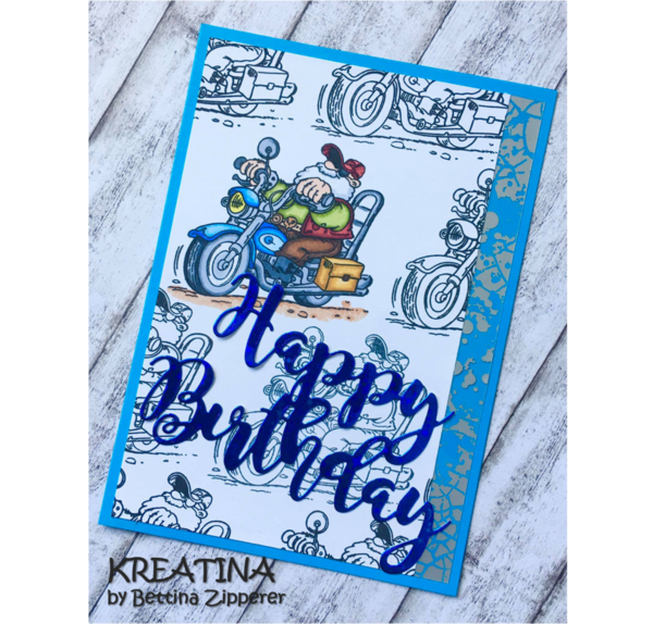 Kreatina Stamps Clear Stamps A7, Motorradfahrer