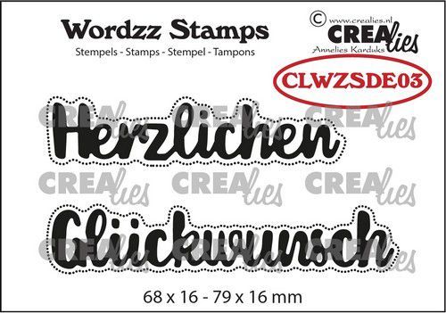 Crealies Wordzz Stamps - Herzlichen Glückwunsch