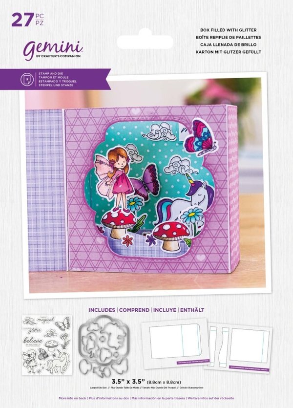 Stamp & Die Set Cute Character Box Cards - Box Filled With Glitter