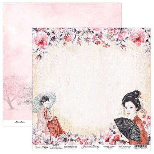 Doppelseitiger Motivkarton Japanese Beauty 01, 30,5 x 30,5cm
