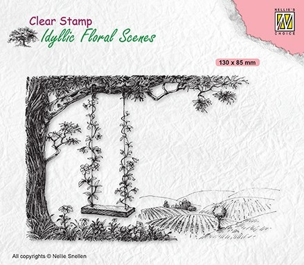 Clear Stamp Idyllic Floral Scenes Tree With Swing