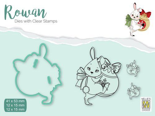 Nellie's Coice Clear Stamp & Die Rowan Christmas Rabbit
