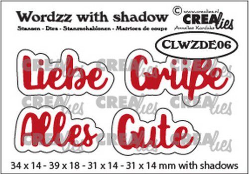 Crealies Stanzschablonen Wordzz with Shadow - Alles Gute