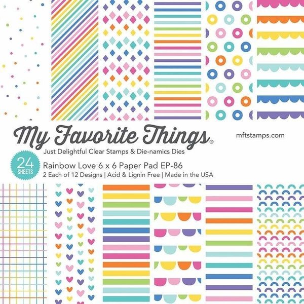 My Favorite Things Paper Pad Motivpapier Rainbow Love 6,0x6,0 Inch, 24 Blatt