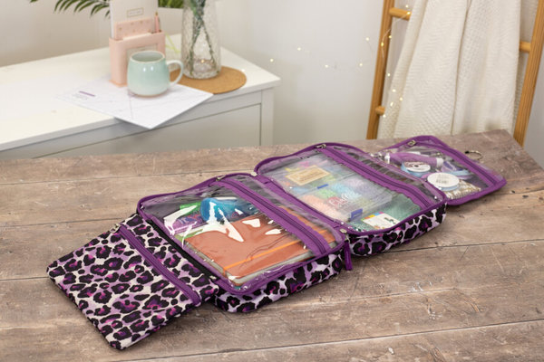 Crafters Companion Travel Craft Bag Purple Cheetah