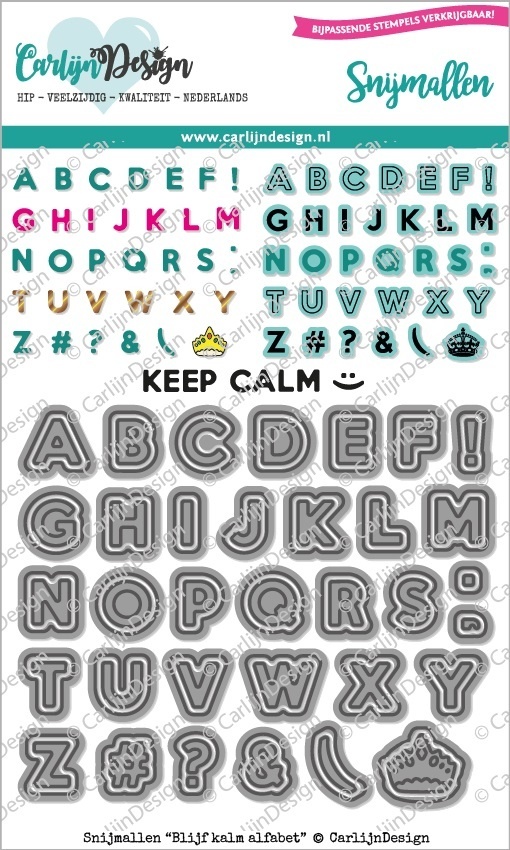 Carlijn Design Stanzschablone Alphabet Großbuchstaben mit Shadoweffekt