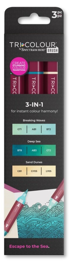 Spectrum Noir TRI Colour Marker - 3er Set Brush Pens, Escape to the Sea