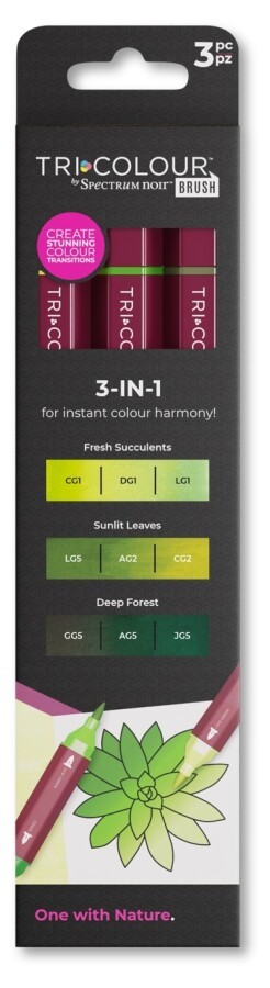 Spectrum Noir TRI Colour Marker - 3er Set Brush Pens, One with Nature