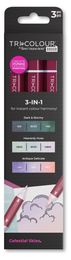 Spectrum Noir TRI Colour Marker - 3er Set Brush Pens, Celestial Skies