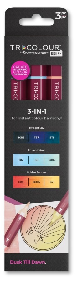Spectrum Noir TRI Colour Marker - 3er Set Brush Pens, Dusk Till Dawn