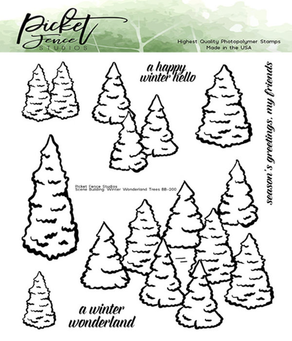 Picket Fence Clear Stamps Winter Wonderland Trees