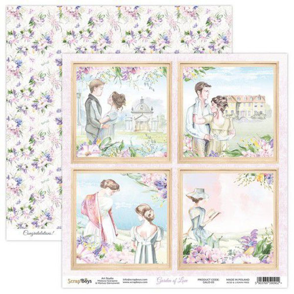 Doppelseitiger Motivkarton Garden Of Love 05, 30,5 x 30,5cm