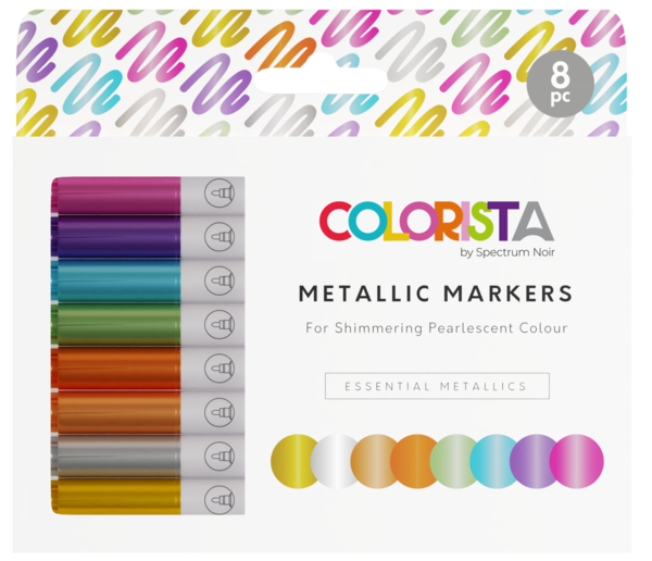 Spectrum Noir Colorista Glitter Markers Set - Essential Metallics