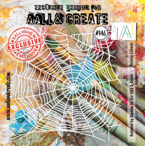 AALL & CREATE Schablone/ Stencil, 15,0x15,0cm, Reverse Cobweb #146