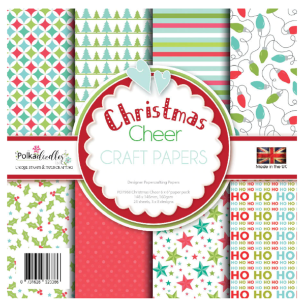 Polkadoodles Paper Pad 6" x 6", Christmas Cheer, 24 Blatt