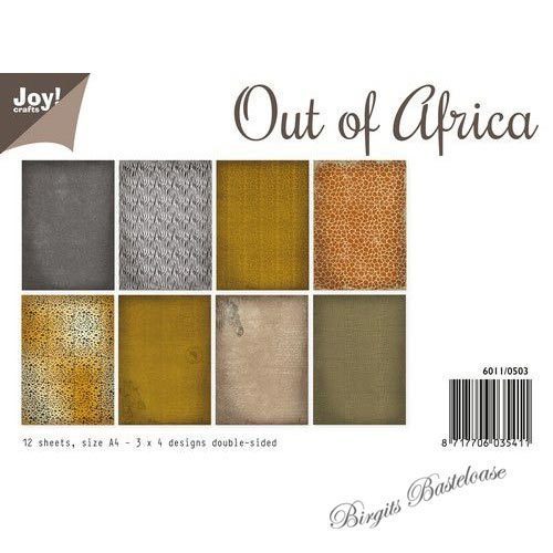 Motivkarton doppelseitig, Out Of Africa, 12 Blatt, 4 Designs, 200g/m²