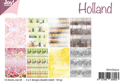 Motivkarton doppelseitig, Holland, 12 Blatt, 4 Designs, 135g/m²