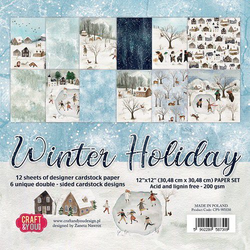 Motivkarton Winter Holiday Paper Set, 30,5 x 30,5cm, 12 Blatt