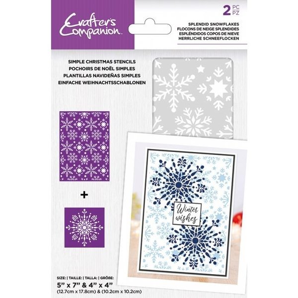 Crafters Companion Simple Christmas Stencil Set, Splendid Snowflakes