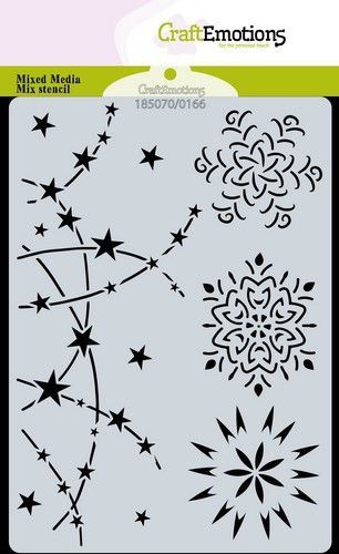 Schablone/ Stencil, DIN A6, Schneeflocken und Girlandensterne