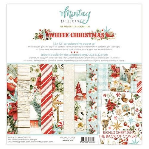 Motivpapier Set, White Christmas, 12 Blatt, 30,5 x 30,5cm